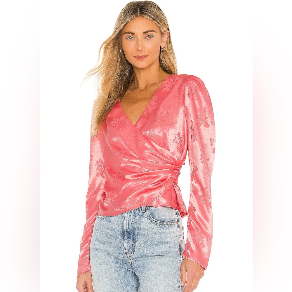 Bardot Betty Floral Wrap Top in Watermelon